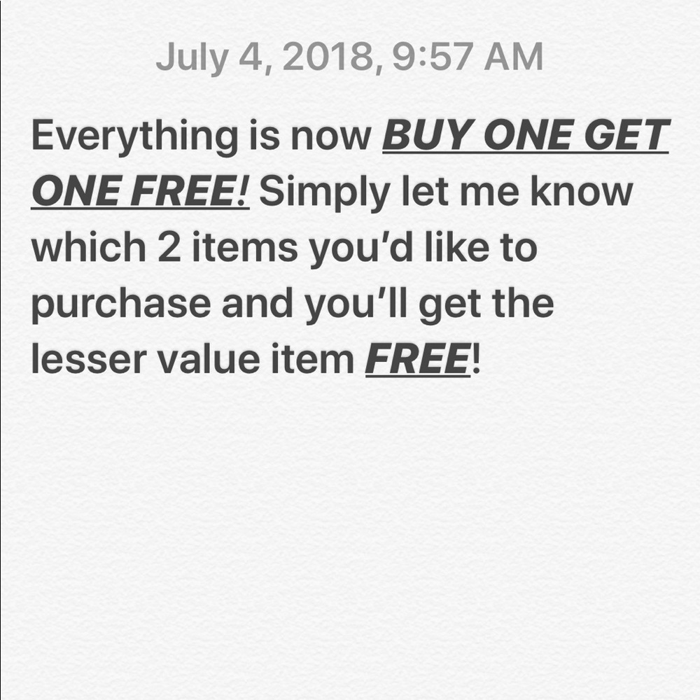 BUY ONE GET ONE FREE SALE!